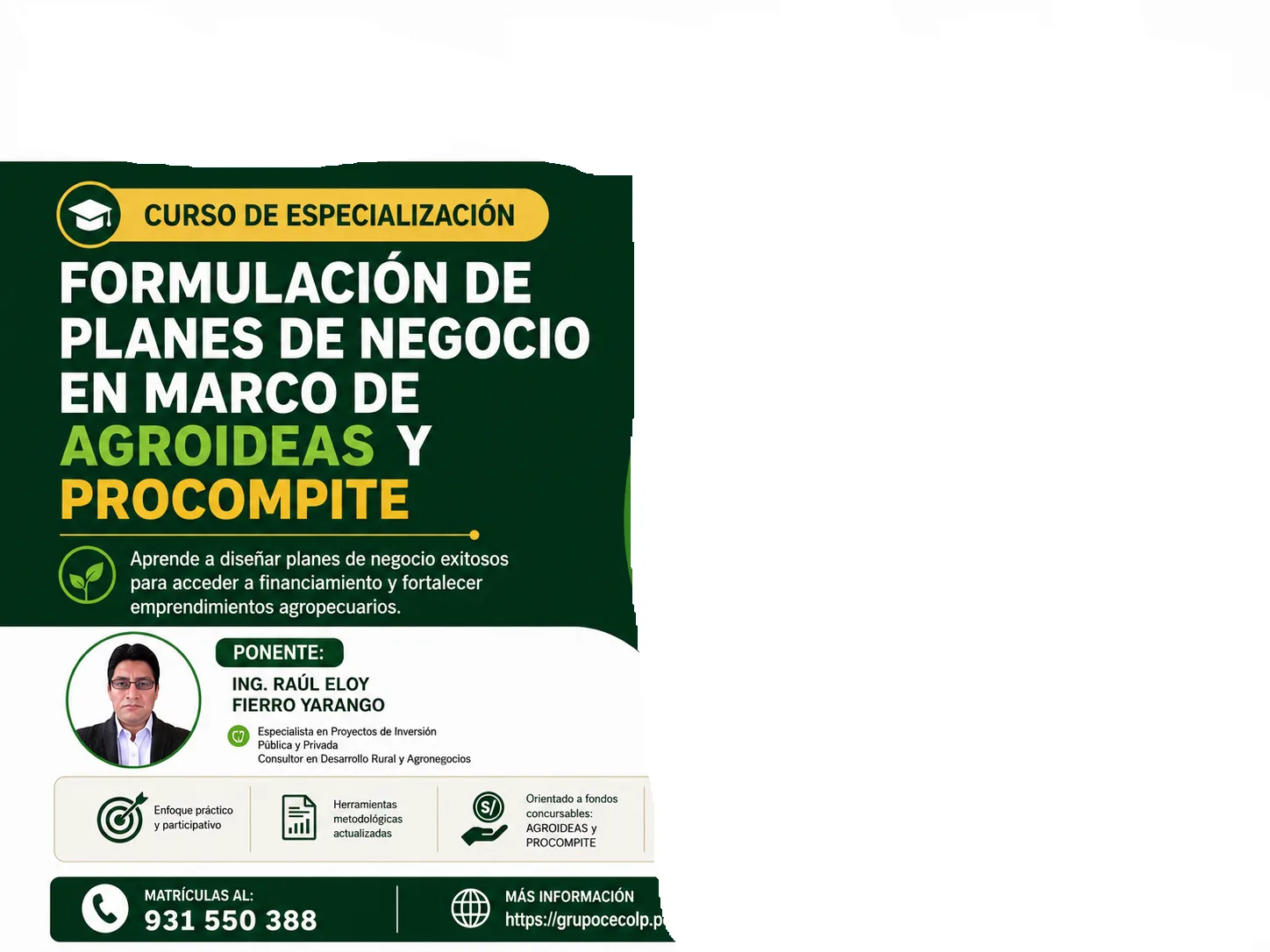 FORMULACIÓN DE PLAN DE NEGOCIOS EN EL MARCO DE AGROIDEAS Y PROCOMITE